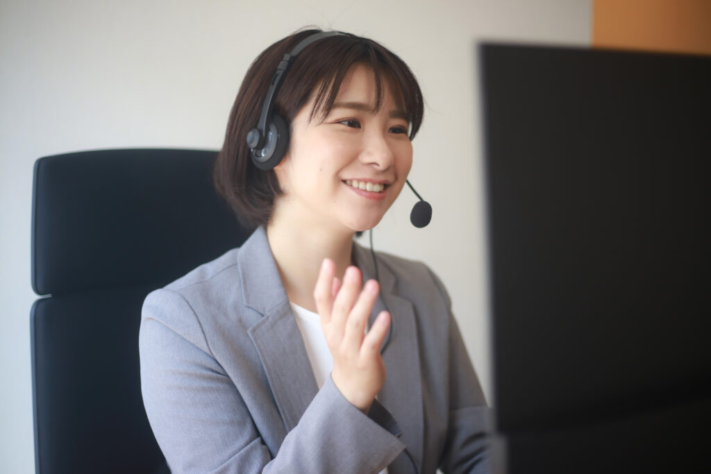 Female employee making a video call